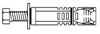 Анкерный болт распорный Sormat PFG LB, LBS с шайбой, диаметр от М6 до М16, толщина прикрепляемого материала до 85 мм.	